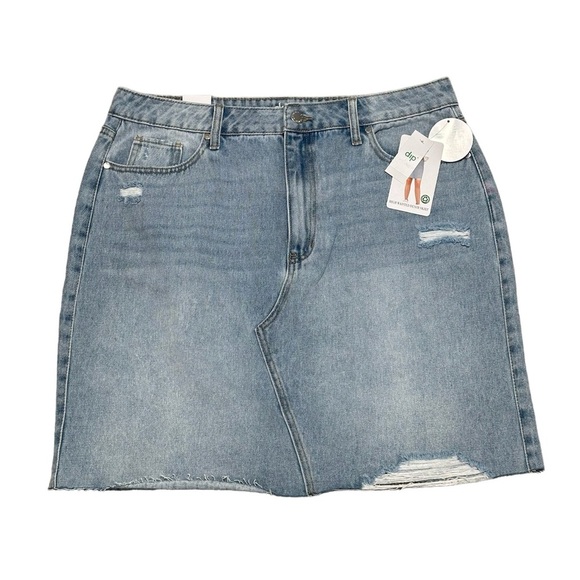 Women’s Dip 16 XL 1X Skirt Denim Jeans Jean Faded Navy Blue Straight Distressed - Picture 3 of 10